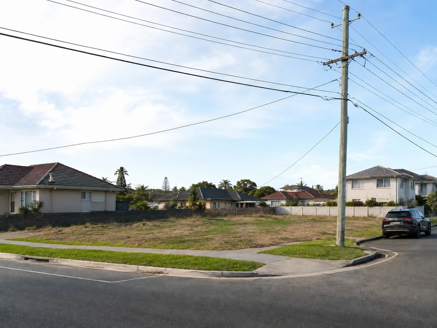 Existing vacant infill development site in a suburban Australian street